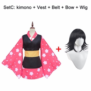 อนิเมะครับ Demon Slayer Kimetsu no Yaiba Makomo kanao shinobu kochou nezuko ครบชุดค่ะ Cosplay Costume ผู้หญิงบุรุษชุดกิโ