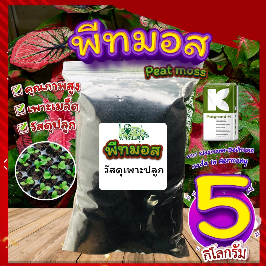 พีทมอส-วัสดุเพาะกล้า-5-กิโล-peat-moss-พีชมอส-วัสดุปลูก-นำเข้าคุณภาพสูง-ดินปลูกต้นไม้-เพาะเมล็ด