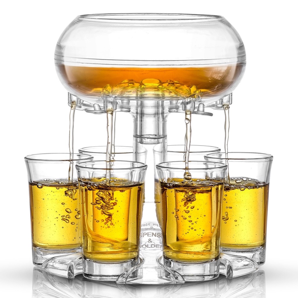 6 Shot Glass Dispenser and Holder for Beverage, Cocktail, Wine and ...