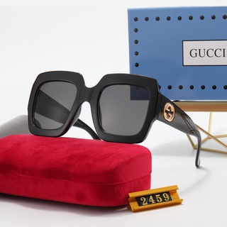 Gucci ใหม่ แว่นตากันแดด กรอบสี่เหลี่ยม สไตล์เรโทร หรูหรา ป้องกันรังสี UV400 แฟชั่นสําหรับผู้ชาย และผู้หญิง