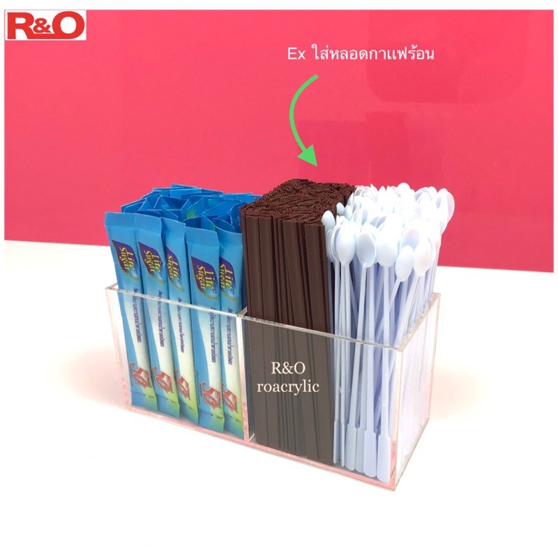 ภาพสินค้ากล่องใส่ปากกา ดินสอ สีใส 2 ช่อง ขนาด 16x6.5x8 cm. จากร้าน roacrylic บน Shopee ภาพที่ 2