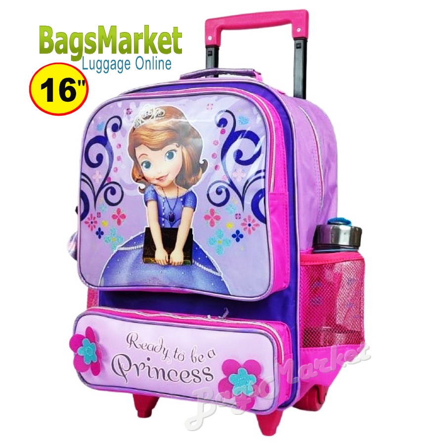 9889shop-kids-luggage-16-l-ขนาดใหญ่-กระเป๋าเป้มีล้อลากสำหรับเด็ก-กระเป๋านักเรียน-สินค้าลิขสิทธิ์แท้-barbie-sofia