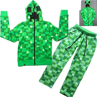 เสื้อกันหนาว มีฮู้ด แต่งซิป ลาย Mine craft Creeper เหมาะกับของขวัญวันฮาโลวีน และคริสต์มาส สําหรับเด็ก