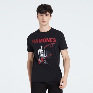 HH DAVIE JONES เสื้อยืดพิมพ์ลาย สีดำ Graphic Print T-Shirt in black TB0188BK เสื้อยืดผ้าฝ้าย