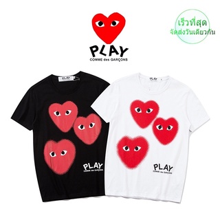 เสื้อยืดแขนสั้น ผ้าฝ้าย พิมพ์ลาย CDG PLAY แฟชั่นฤดูร้อน สําหรับผู้ชาย และผู้หญิง