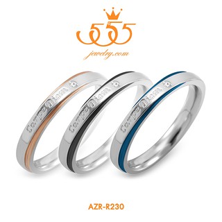 555jewelry แหวนแฟชั่น แหวนสแตนเลสคุณภาพดี ตัวเรือนฝังเพชรสวิส CZ สลักความหมายดี Carpe Diem  มี 3 สี รุ่น AZR-R230 (R60)