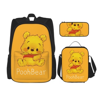 Disney Winnie The Pooh Children Backpack Set with Schoolbag Lunch Bag Pencil Case Backpack