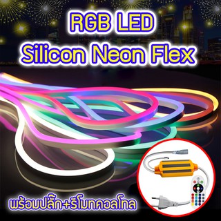 RGB LED Silicon Neon Flex ไฟเปลี่ยนสี เปลี่ยนจังหวะกระพริบ ควบคุมผ่านรีโมท ประดับตกแต่งสวน