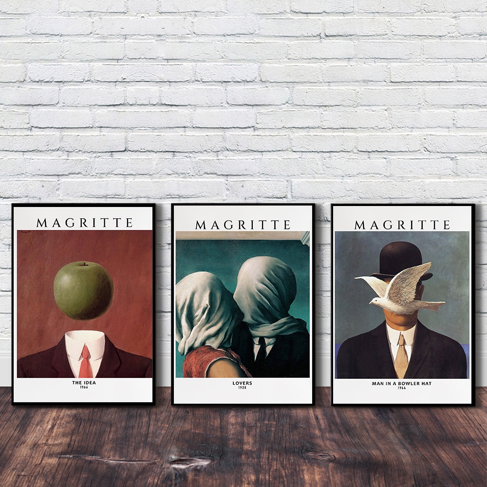 โปสเตอร์ผ้าใบ-พิมพ์ลาย-magritte-surrealism-สไตล์คลาสสิก-สําหรับตกแต่งบ้าน