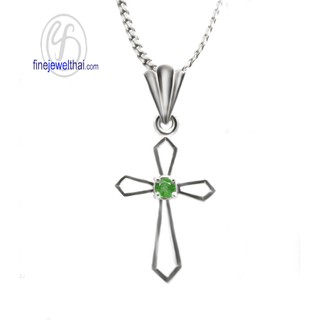 Finejewelthai จี้มรกต-จี้เงิน-จี้พลอย-จี้ไม้กางเขน-จี้พลอยประจำเดือน-Emerald Silver925 Pendent - P1021em