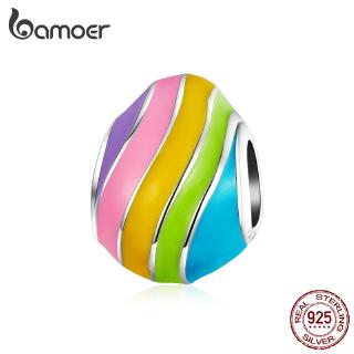 BAMOER 925 Silver Colorful Eggs Charm For Original Bracelet&amp;Bangle Accessories