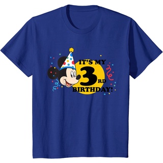 เสื้อยืดผ้าฝ้ายพรีเมี่ยม เสื้อยืด พิมพ์ลาย Disney Mickey Mouse 3rd Birthday