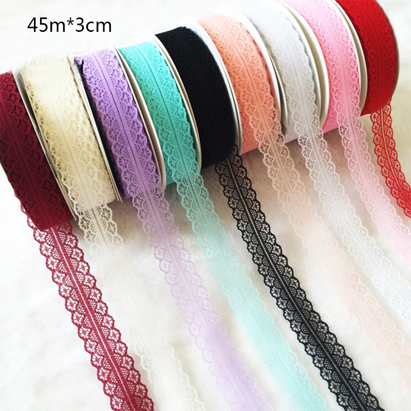 ภาพหน้าปกสินค้า3cm*45m Packaging Lace Hollow Ribbon for Flower Gift DIY Wedding Party Decor