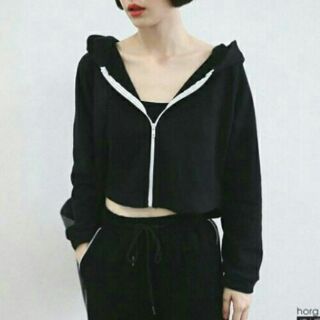 Preorder zipper hooded short coat