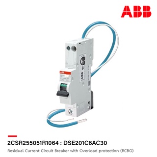 ABB : DSE201C6AC30  : Miniature Circuit Breaker with Overload protection (RCBO), Type AC, 1P, 6A, 6kA, 30mA, 240V