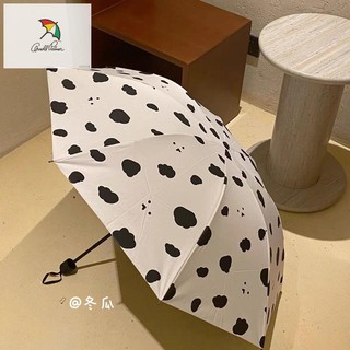 เกาหลี ins ลมเล็กสดลายวัวร่มกันแดดร่มกัน UV ม่านบังแดดไวนิลพับร่มพกพา