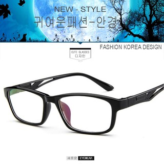 Fashion เกาหลี แฟชั่น แว่นตากรองแสงสีฟ้า รุ่น 2354 C-1 สีดำเงาขาดำ ถนอมสายตา (กรองแสงคอม กรองแสงมือถือ)