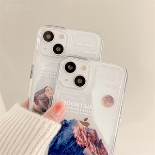 เคสโทรศัพท์มือถือ แบบใส ลายภูเขาหิมะน่ารัก สําหรับ Iphone 13 12 Pro Max Xr X Xs Max 11 Pro 7 8 Plus