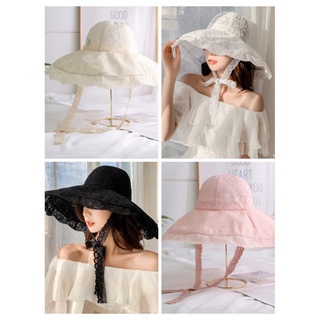 ภาพหน้าปกสินค้า[พร้อมส่งจากไทย] มีหลายสี ขาว ชมพู ดำ หมวกลูกไม้ หมวกปีกกว้างลูกไม้  หมวกโลลิต้า หมวกใส่เที่ยวทะเล หมวกสาน หมวกฟาง ซึ่งคุณอาจชอบราคาและรีวิวของสินค้านี้