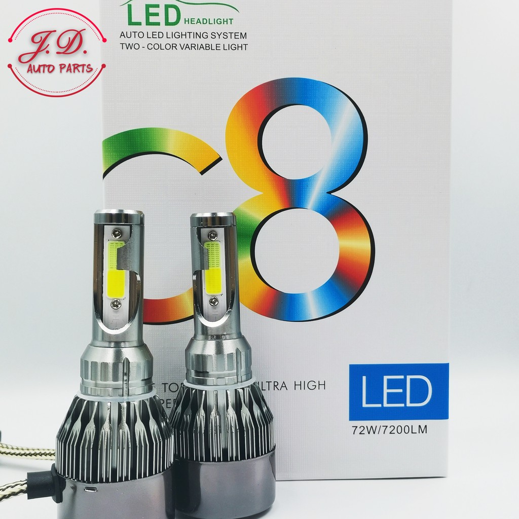 ภาพหน้าปกสินค้า1คู่ ไฟหน้ารถยนต์ C8 LED 3สี ขาว+ไอซ์บลู+เหลือง สำหรับไฟหน้า+ไฟตัดหมอก สำหรับรถทุกรุ่น 72W 7200LM รับประกัน 3 เดือน จากร้าน ggchcdj บน Shopee