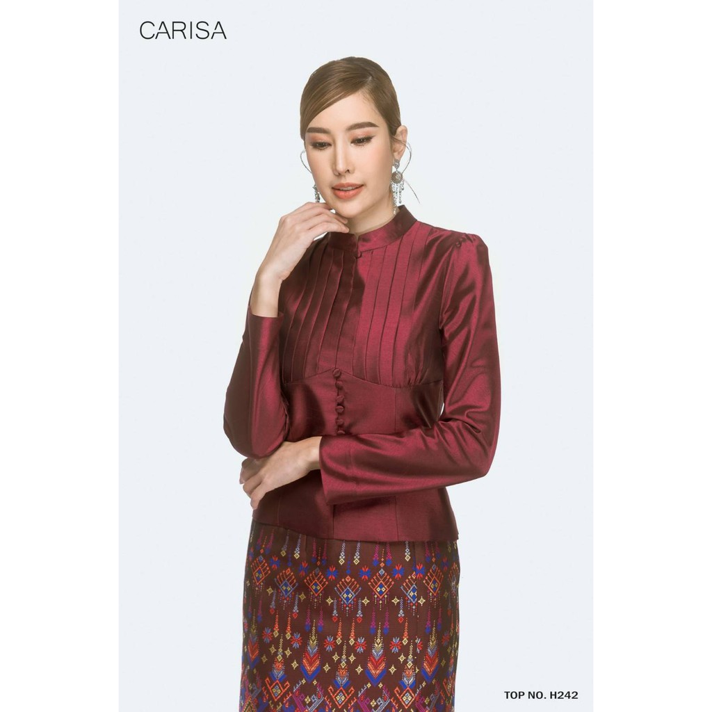 carisa-ชุดไทย-เสื้อผ้าไหม-แพรทิพย์-แขนยาว-จับจีบช่วงบ่าเสริมความสง่า-ใส่ออกงาน-ไปที่ไหนก็สะดุดตา-h242