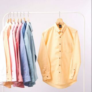 เสื้อเชิ้ต สีเหลือง คัสตาร์ด ผ้า oxford แท้