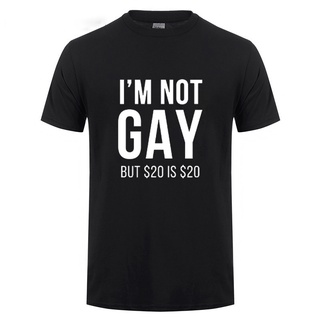 เสื้อยืดผ้าฝ้ายพิมพ์ลายขายดี เสื้อยืดลําลอง แขนสั้น พิมพ์ลาย Im Not Gay But 20 is 20 Funny For Man Bisexual Lesbian LGB