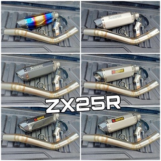 ชุดท่อ สลิปออน ninja ZX25R ผลิตจากแสตนเลสเกรด 304 อย่างดีสวม 2 นิ้ว+ปลายท่อ AK14นิ้ว