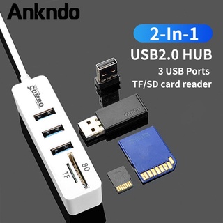 ภาพหน้าปกสินค้าAnkndo อะแดปเตอร์การ์ดรีดเดอร์ USB 2.0 Micro SD TF 3 พอร์ต ฮับ 2 ช่อง สําหรับฮาร์ดดิสก์ เมาส์ คีย์บอร์ด ที่เกี่ยวข้อง