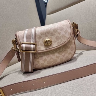 COACH CA093 WILLOW SADDLE BAG IN SIGNATURE CANVAS