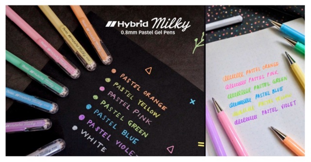 ปากกามิลกี้-pentel-hybrid-milky-ปากกาเขียนบนกระดาษดำ