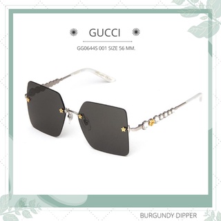 แว่นกันแดด GUCCI : GG0644S 001 SIZE 56 MM. (SILVER-SILVER-GREY)