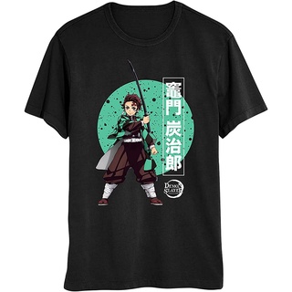 เสื้อยืดอินเทรนด์ผู้ชายอินเทรนด์ผู้หญิงเสื้อยืด พิมพ์ลายโลโก้ Demon Slayer Kamado Tanjiro สีเขียวS-3XL