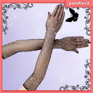 [GOLUK] ถุงมือตาข่าย ประดับพลอยเทียม ยืดหยุ่น สําหรับผู้หญิง 1 คู่