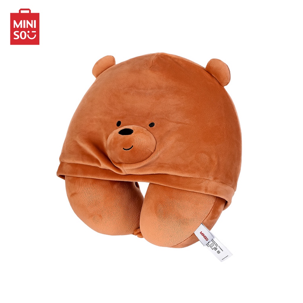 Miniso หมอนรองคอ หมอน หมอนรองคอตัวUมีฮู้ด อุปกรณ์เสริมสำหรับเดินทาง  กระเป๋าเดินทาง We Bare Bears | Shopee Thailand