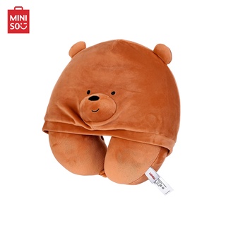 สินค้า MINISO หมอนรองคอ หมอน หมอนรองคอตัวUมีฮู้ด อุปกรณ์เสริมสำหรับเดินทาง กระเป๋าเดินทาง We Bare Bears