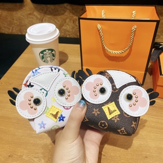 Gifts Cartoon flower leather owl zero wallet Mini girl key chain bag pendant storage bag