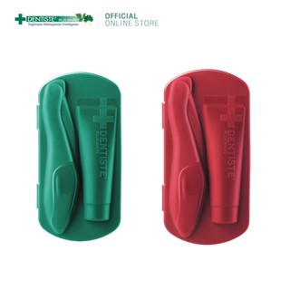 Dentiste Pocket Pro Oral Care Essentials เดนทิสเต้ แปรงสีฟันขนาดพกพา พร้อมยาสีฟัน สีเขียวและสีแดง (แพ็ค 2)
