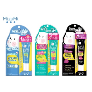 🔥ค่าส่งถูก •Mizumi 💙Peptide Acne Gel หลอด 9 g /💚 B3 Acne Serum หลอด 13 g/🖤Sulfur Acne Clay 13 g