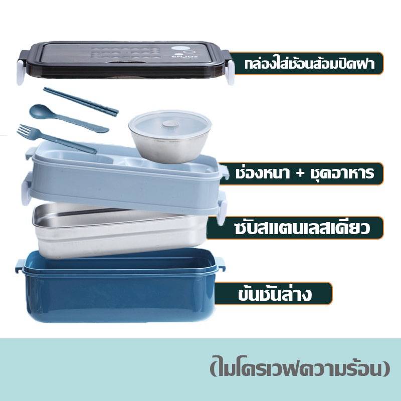 กล่องใส่อาหารสแตนเลส-304-คุณภาพเยี่ยม-เก็บอุณหภูมิ-ปิดแน่นกันน้ำหก-วางมือถือได้-กล่องข้าวสแตนเลส3ชั้น