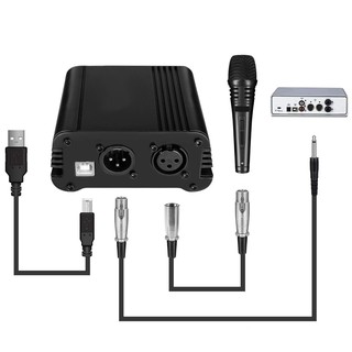 แหล่งจ่ายไฟ 48VPhantom Power + สายสัญญาณ Cable For Condenser Microphone ไมค์อัดเสียง ไมค์โครโฟน48V