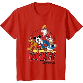 [100% Cotton] เสื้อยืด ผ้าฝ้ายแท้ พิมพ์ลาย Mickey Mouse and Friends สําหรับผู้ชาย