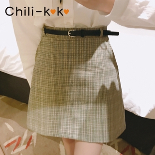 Chili_k❤️k❤️ 6067 กระโปรงลายสก๊อต กระโปรงสั้นเหนือเข่า ทรงสวย น่ารัก สไตล์เกาหลี