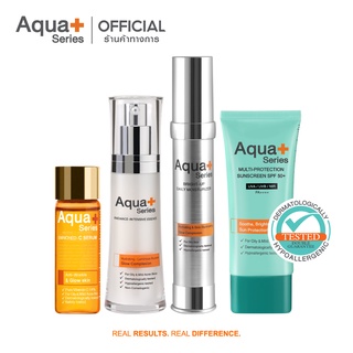 [AQUA11 ลด 130.-] AquaPlus Enriched-C Serum 15 ml&amp; Radiance Essence 30 ml&amp; Bright-Up Moisturizer 30 ml &amp; Sunscreen 50ml