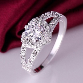 【AG】Women 925 Sterling Silver Crystal Love Heart Shaped Ring Bridal Wedding Jewelry