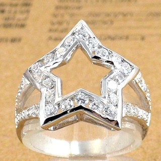 💎 S342 แหวนเพชร CZ แหวนเงินแท้ชุบทองคำขาว