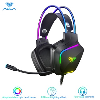 Aula S502 ชุดหูฟังเล่นเกม RGB น้ําหนักเบา สําหรับ PC