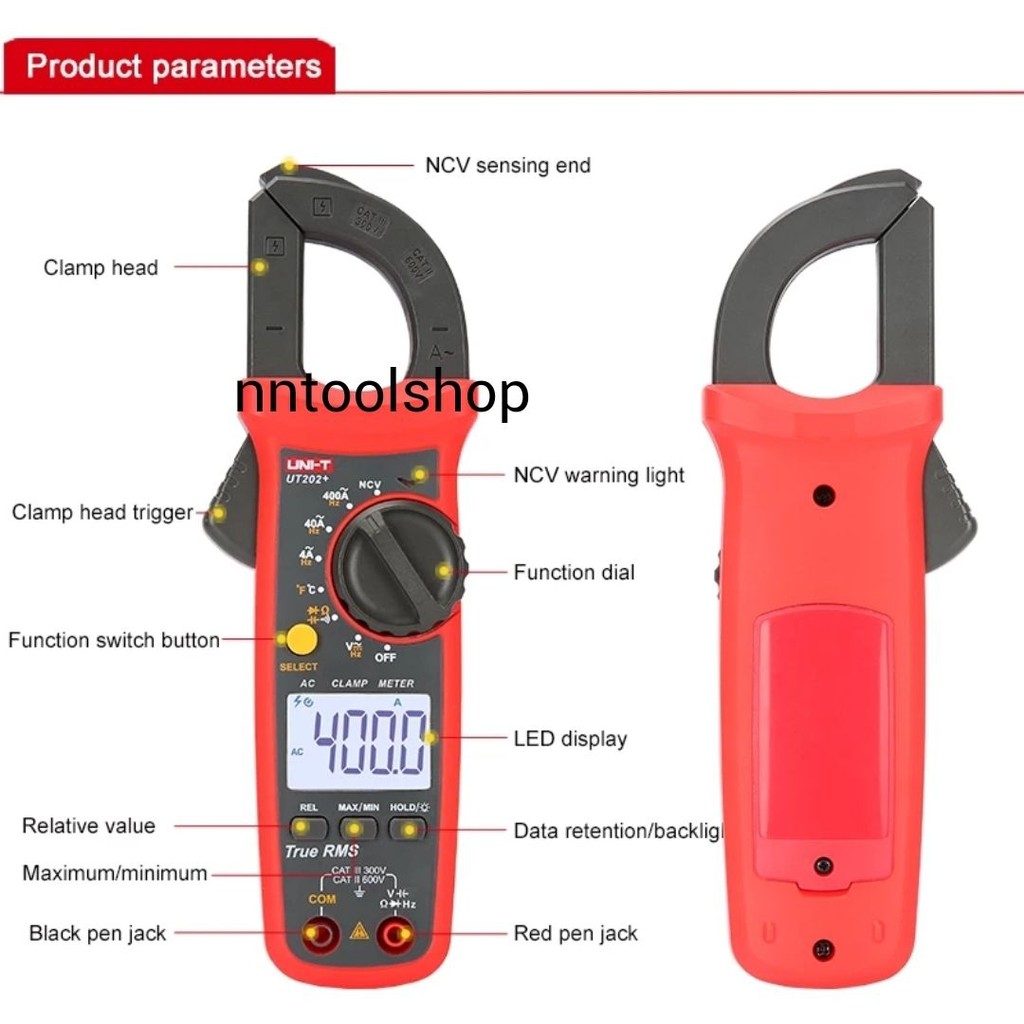 UNIT 202+ คลิปแอมป์ แคมป์มิเตอร์ดิจิตอล รุ่น UT202+ ส่งด่วน ส่งเร็ว