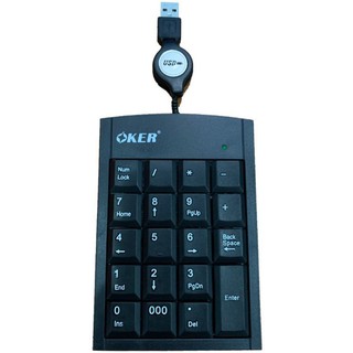 OKer KP-2017 คีย์บอร์ด แป้นตัวเลข แบบเก็บสาย Numberic Super Slim Mini Keypad