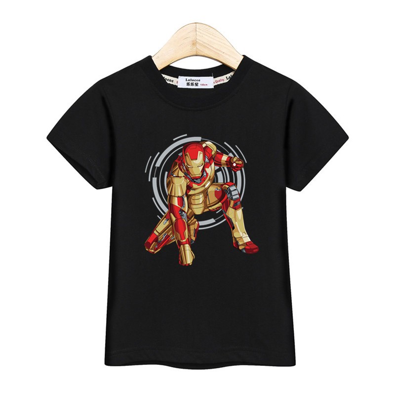 ภาพหน้าปกสินค้าเสื้อยืดลําลองแฟชั่นสําหรับเด็กผู้ชายอายุ 3-14 ปีแขนสั้นลาย Avengers Iron Man Kid shirt